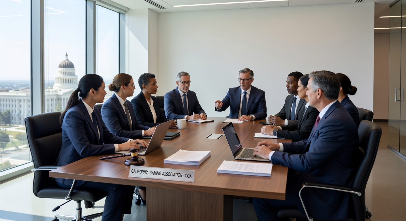 Courtroom gavel and legal documents representing the ongoing lawsuit against California's new gambling regulations