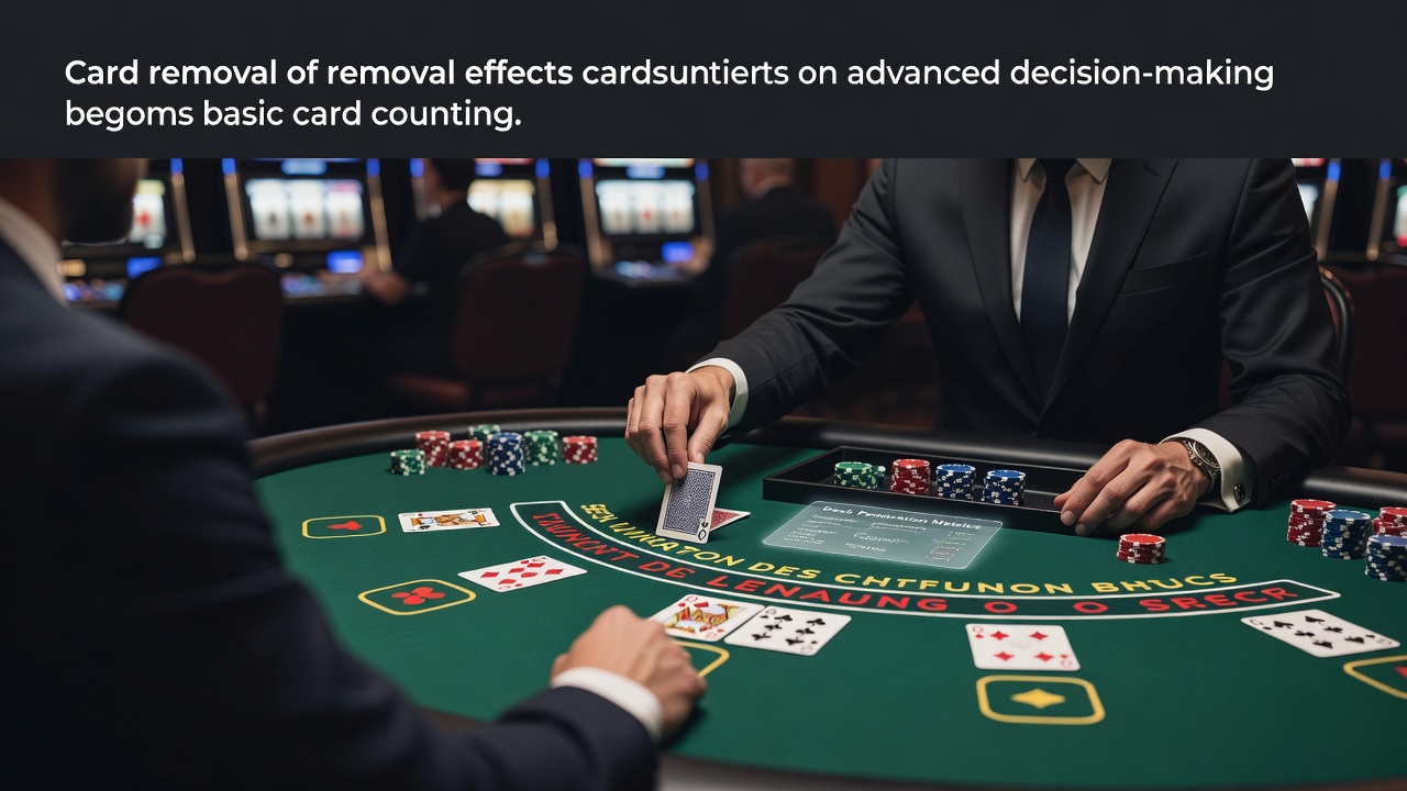 Blackjack table layout showing card positions and removal tracking during play
