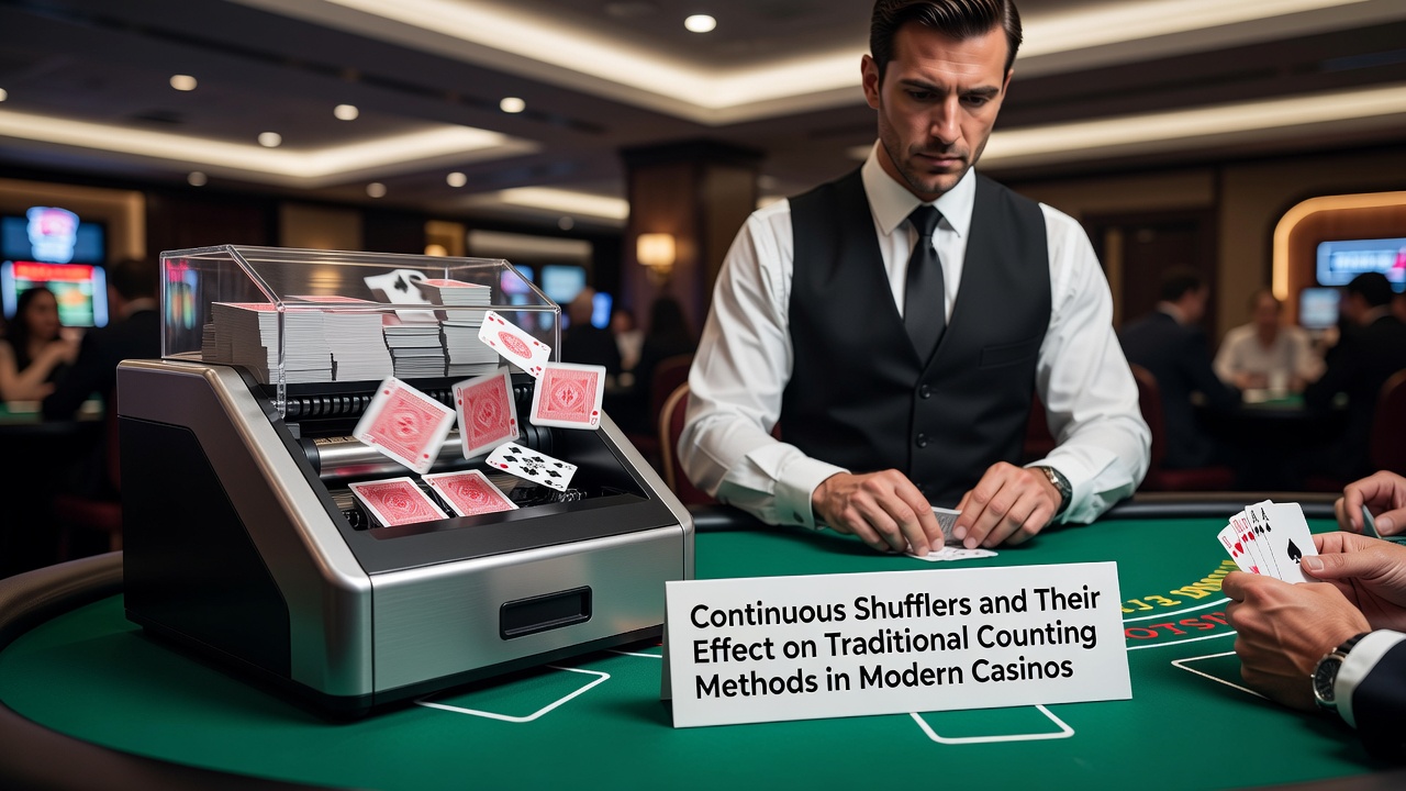 Continuous shuffling machine operating on a casino blackjack table during live play