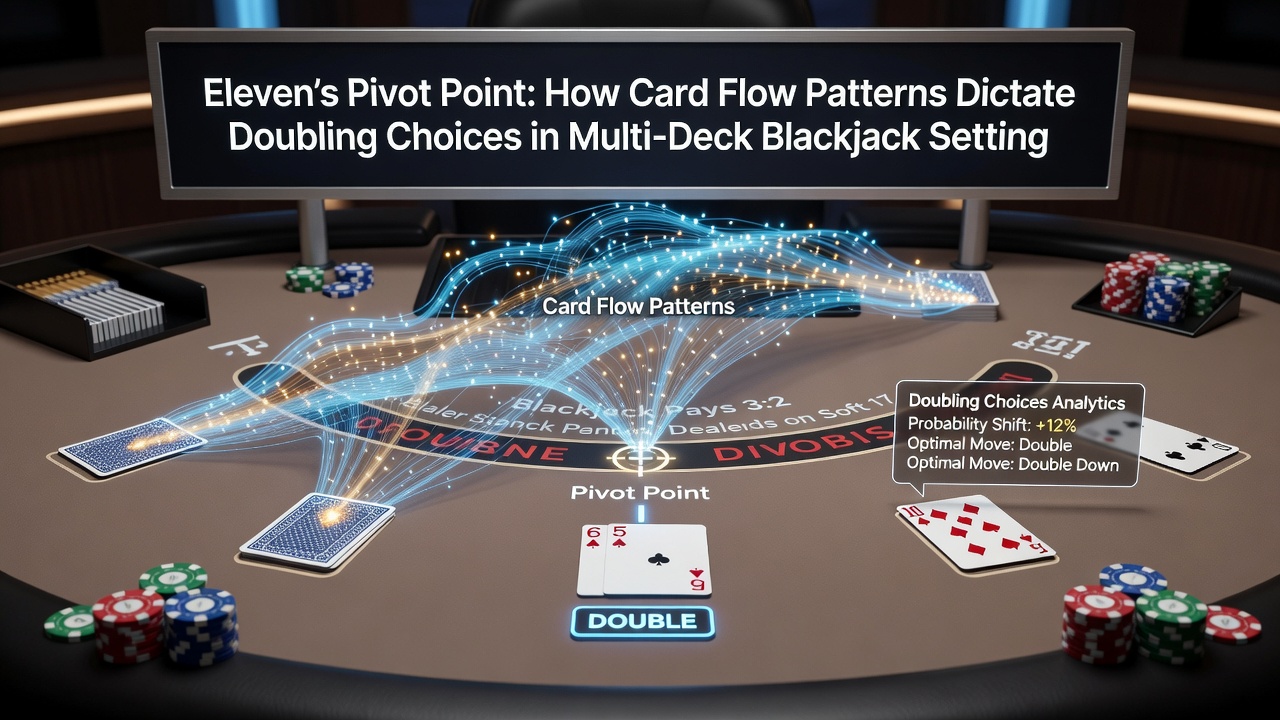 Close-up of dealt blackjack hands illustrating card flow impact on eleven doubling choices