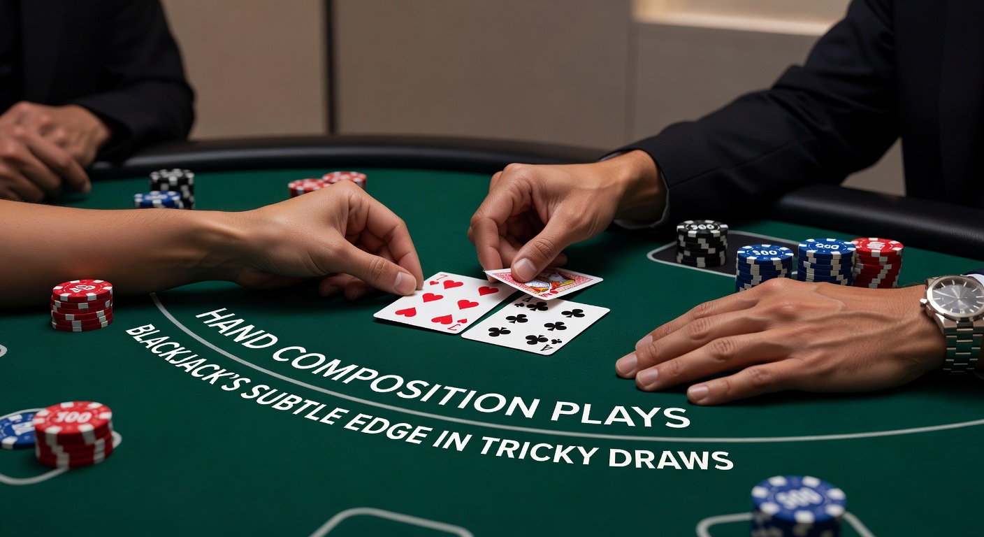 Close-up of blackjack strategy chart highlighting hand composition deviations for stiff totals
