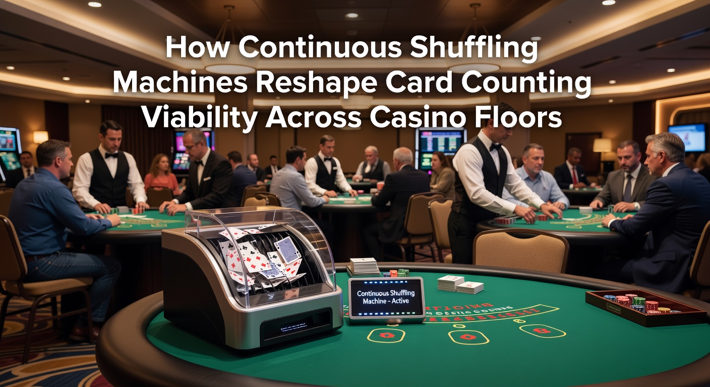 Continuous shuffling machine in operation at a blackjack table
