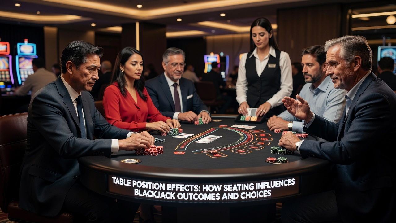 Blackjack table layout showing player positions from first base to third base with dealer at the center