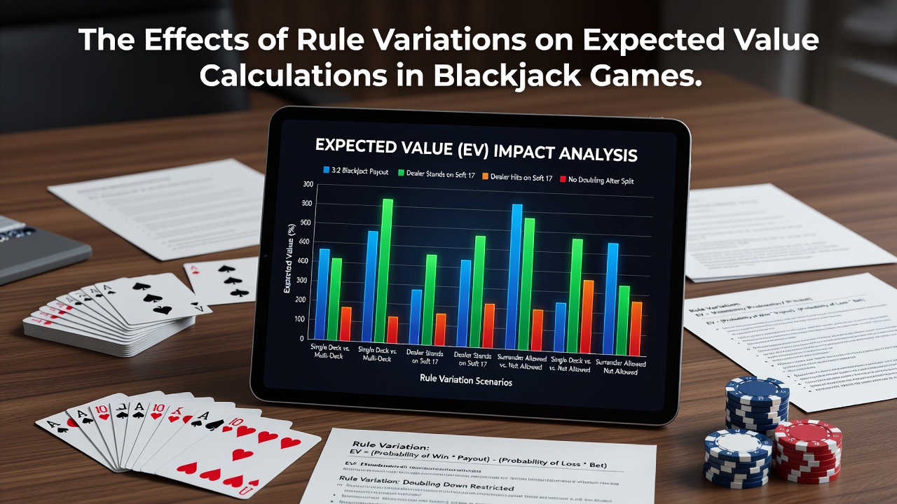 Blackjack table layout showing different rule indicators that influence expected value calculations